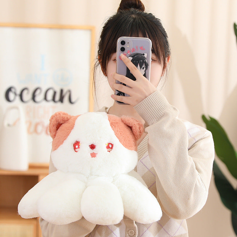 Boneco de gato-alforreca, peluche de gatinho e polvo fofo