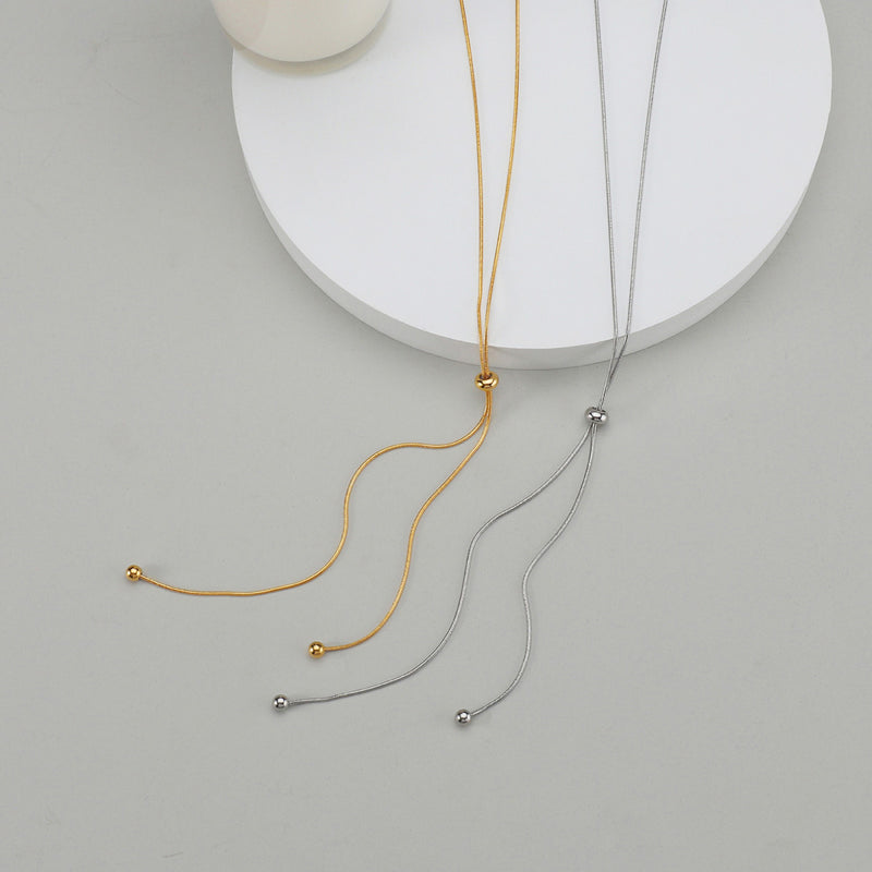 Zipper Necklace Female Three-dimensional Round Snake Steel Ball Clavicle Chain