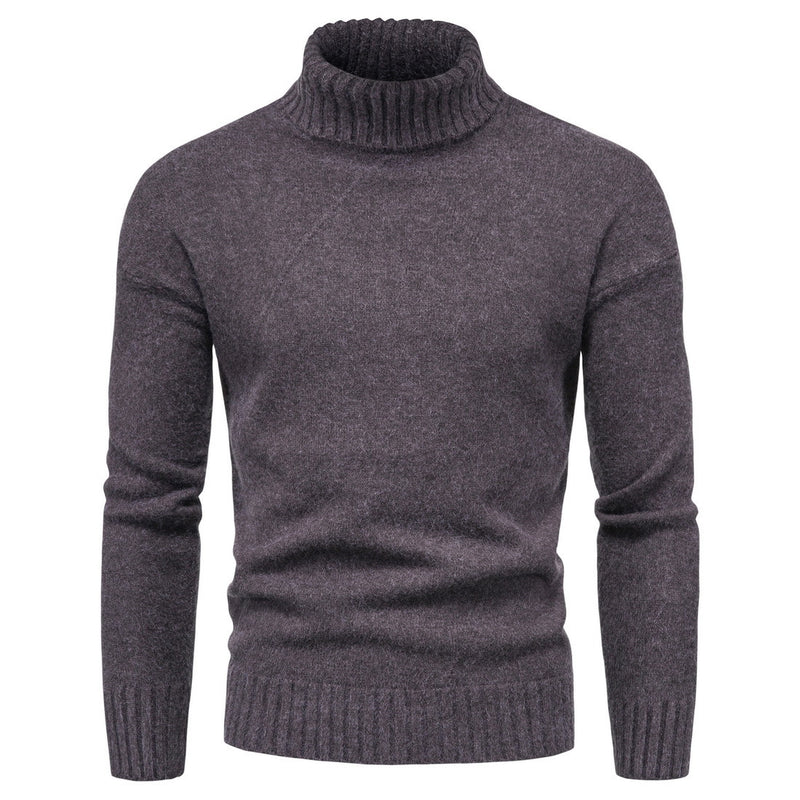 Camisola de Malha de Gola Alta de Cor Sólida para Homem
