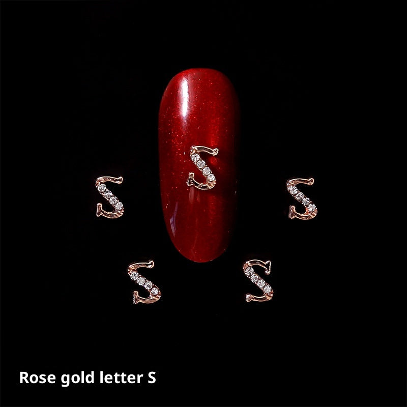 26 Letter Alloy Nail Ornament Nail Crystal