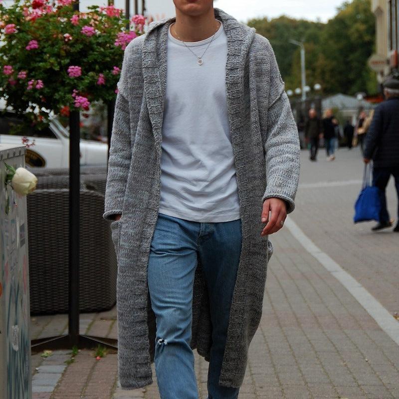 Knitwear  Loose Version Long Hoodie Cardigan Sweater Coat