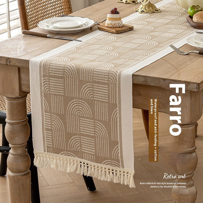 Toalha de mesa comprida em algodão e linho