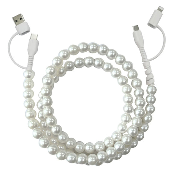 2-in-1 Ladekabel mit farbigen Perlen