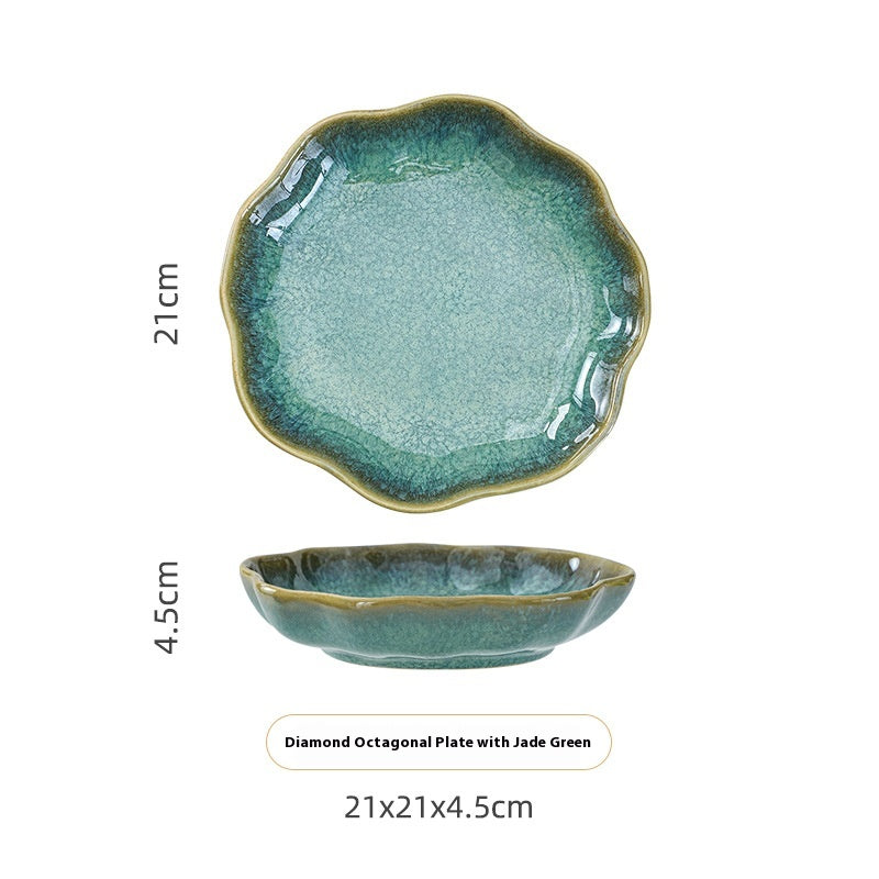 Household Bowl Dish & Plate Ceramic Fambe Tableware