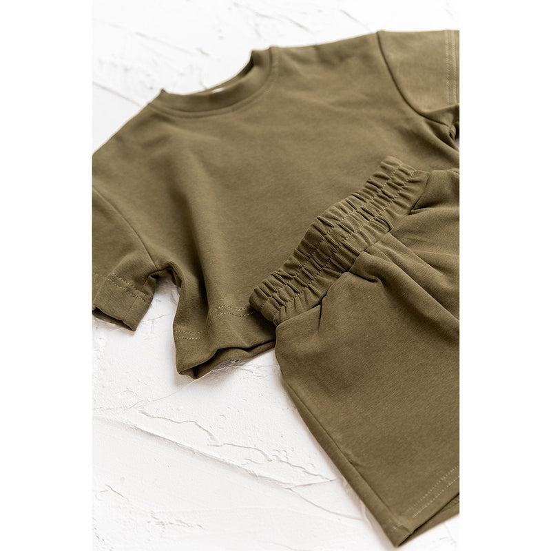 Short Sleeves For Baby And Infants Shorts Set Pure Color Soft Sports T-shirts Two-piece Set