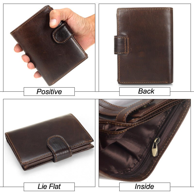 Vintage Leder-Münzbörse, mehrlagige Ledertasche, vertikale Ledertasche