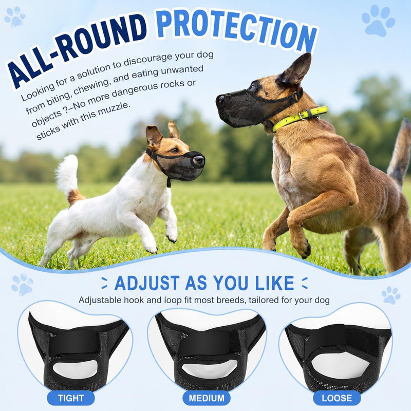 Dog Muzzle, Soft Air Mesh Muzzles For Large Sized Dogs, Breathable Dog Mussels For Scavenging Biting Licking & Barking, Adjustable Mouth Guard With Front Opening, Allows Panting And Drinking
