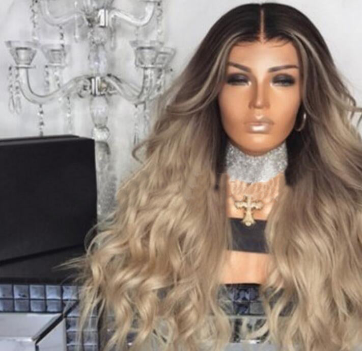 Tingimento de peruca de cabelo comprido e encaracolado de comprimento médio com ondas grandes