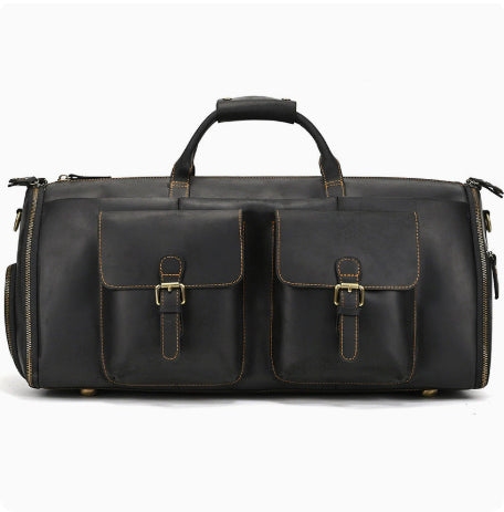 Vintage Travel Bag Multifunctional Leather Duffle Bag Folding