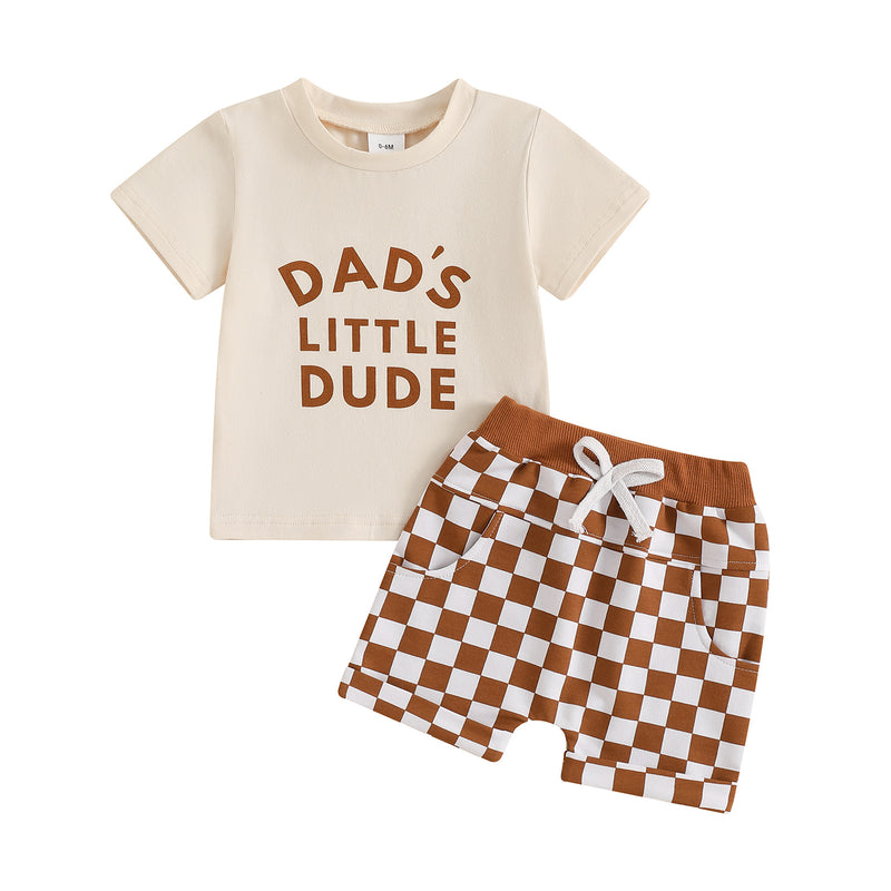 Children's Casual Letter Printed Short Sleeved Set
