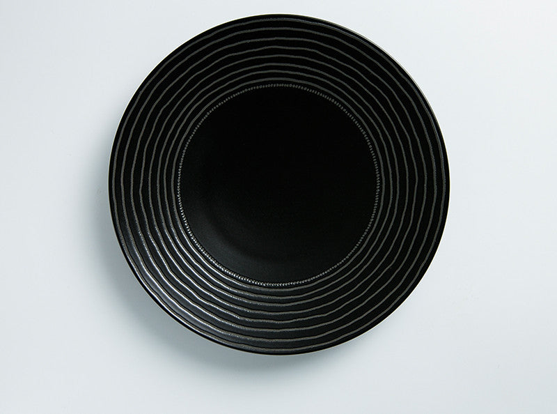 European Style Black Creative Ceramic Simple Ins Dessert Plate Flat Plate