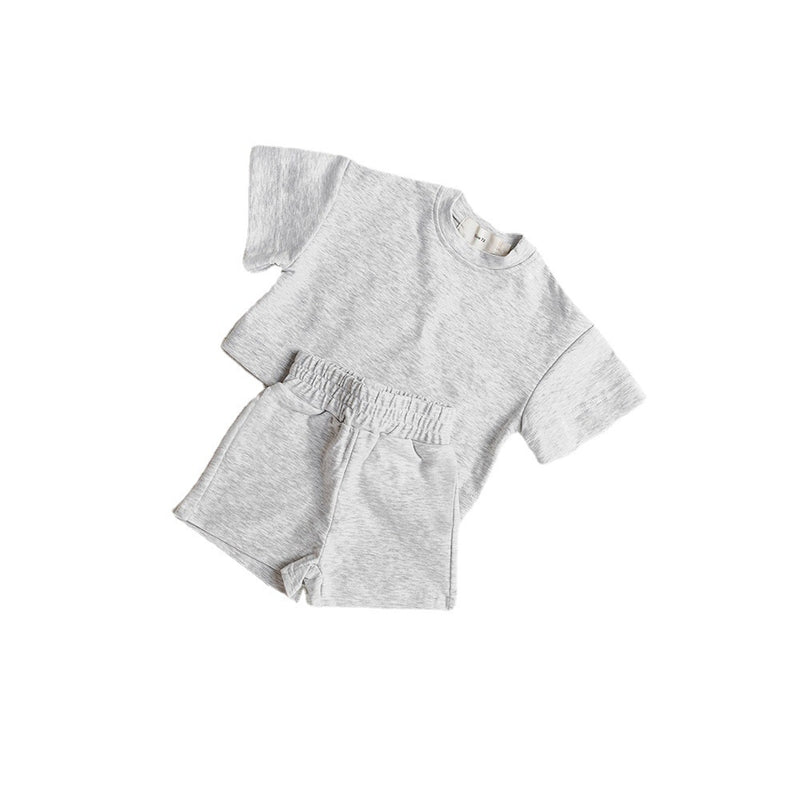 Short Sleeves For Baby And Infants Shorts Set Pure Color Soft Sports T-shirts Two-piece Set
