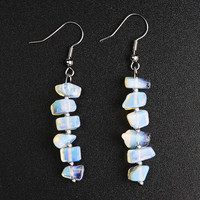 Womens Simple And Versatile Stone Design Amethyst Chip Earrings