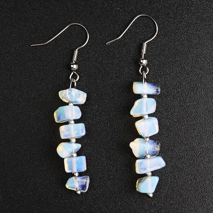 Womens Simple And Versatile Stone Design Amethyst Chip Earrings