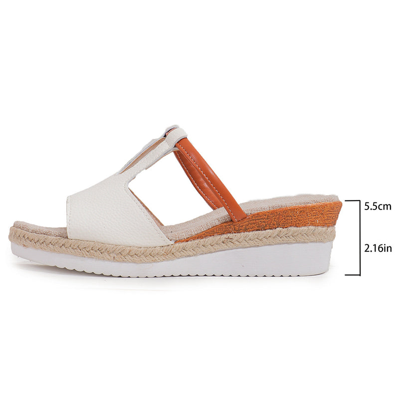 Ethnic Style One Strap Sandals Platform Wedge Buckle Plus Size