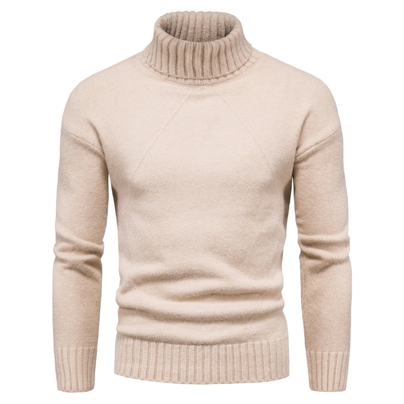Camisola de Malha de Gola Alta de Cor Sólida para Homem