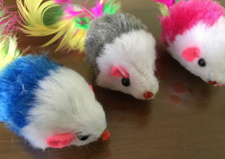 Buntes Katzenspielzeug-Maus mit Feder-Schwanz