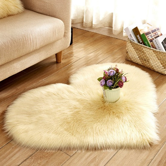 Tapete felpudo em forma de coração, antiderrapante, carpete macio, tapete de chão, manta, almofada de sofá, apoio para pés, tapetes para sala de estar, decoração de casa