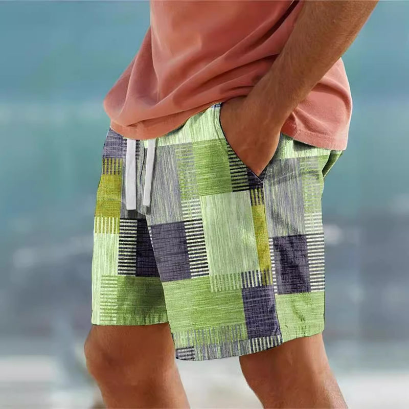 Calções de homem casuais com estampagem digital moderna e popular entre os jovens