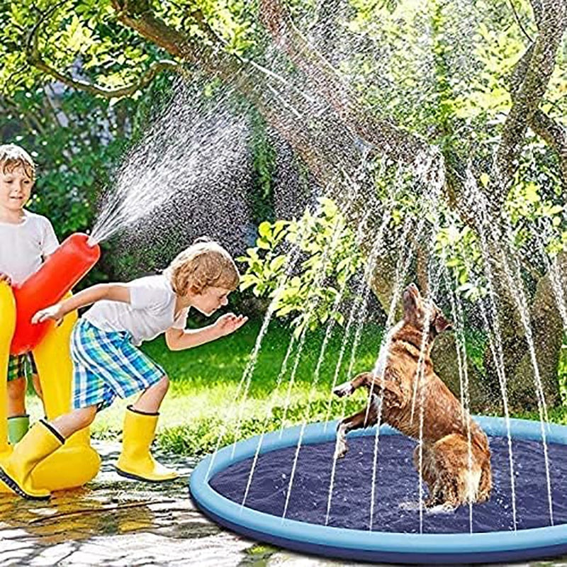 Brinquedo Aspersor para Cão, Tapete de Piscina Antiderrapante para Cães, Almofada de Água para Exterior