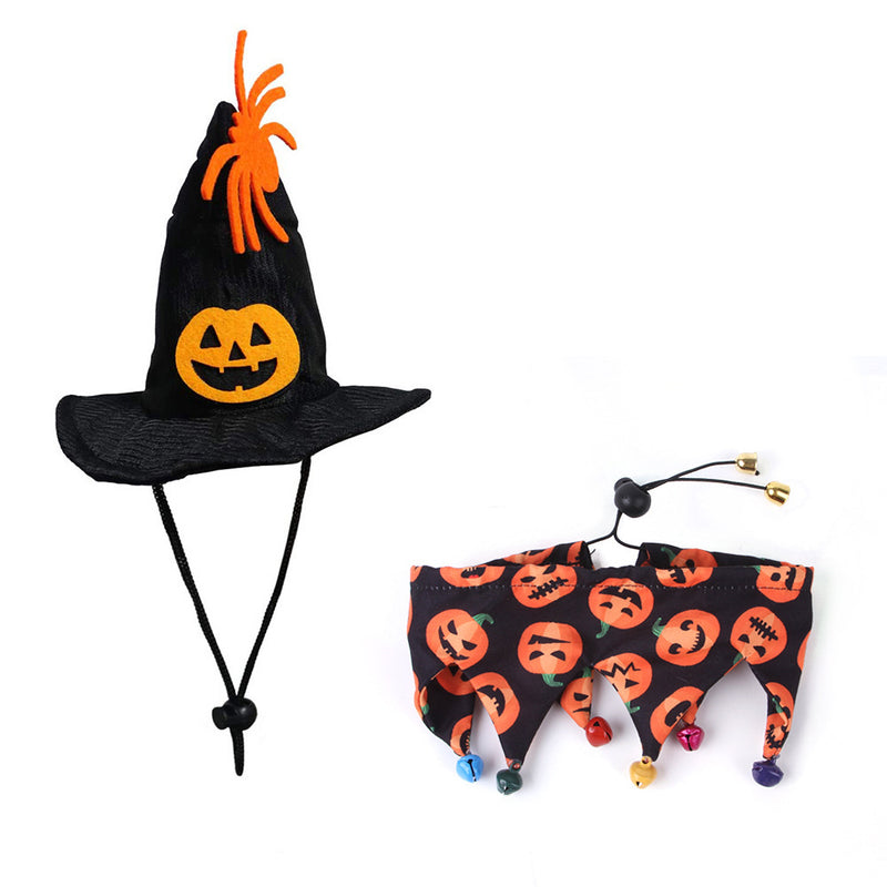 Conjunto de Gorro e Cachecol de Halloween para Gato