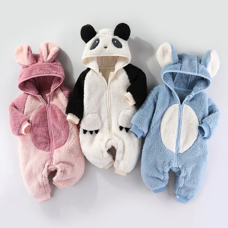 Herbst- und Winterkleidung für Babys: Dicker, warmer Langarm-Strampler mit Fleece-Futter