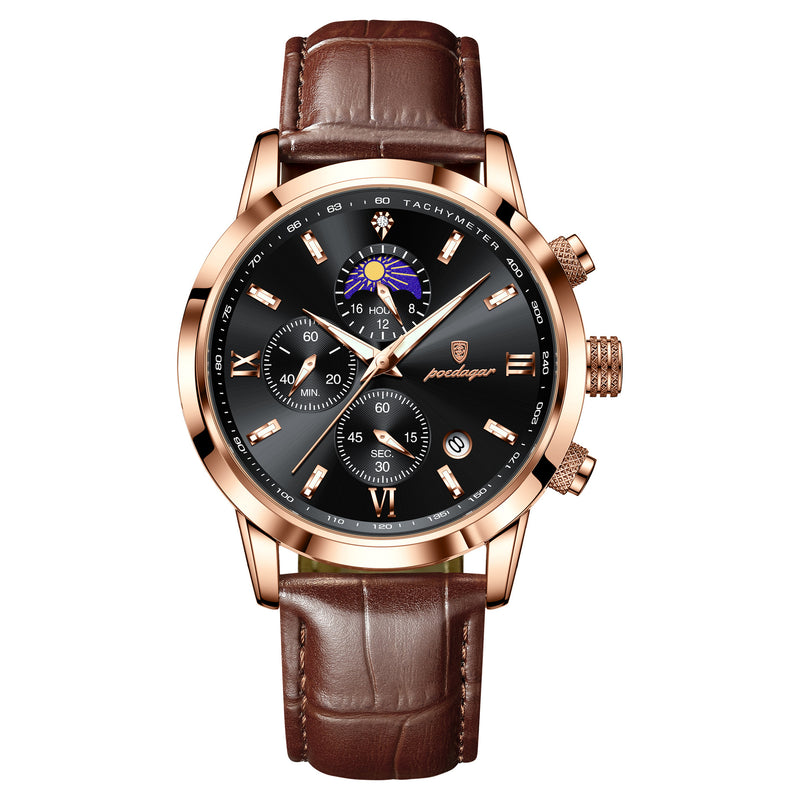 Men's Watch With Moon Phase And Multi-function Chronograph