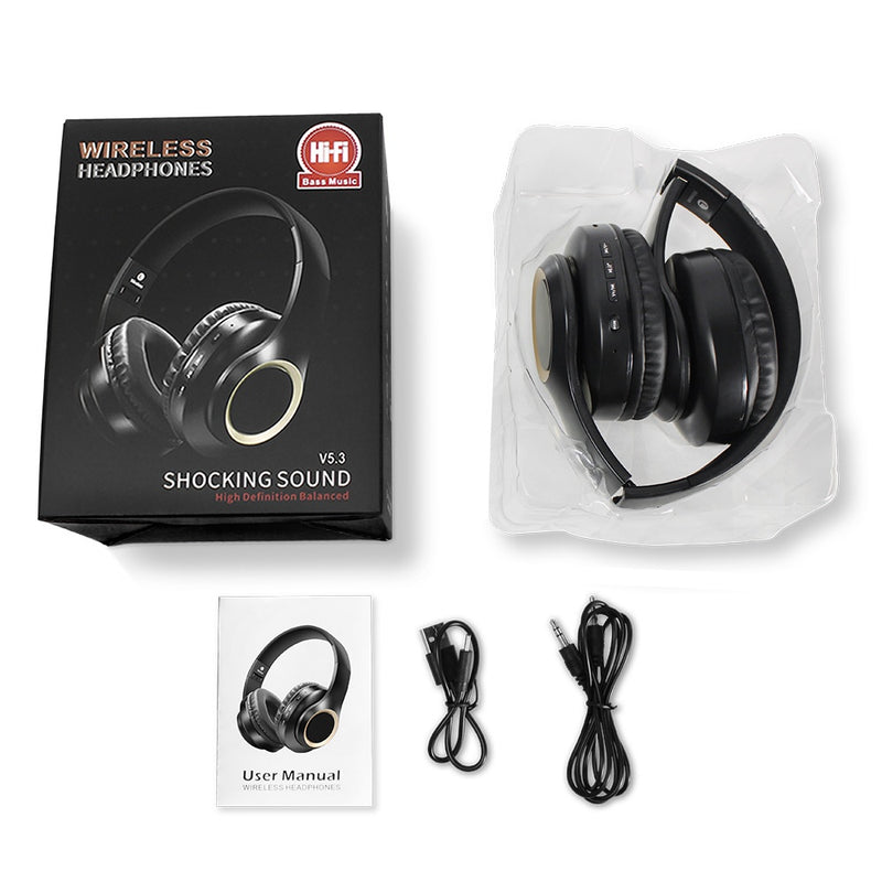 Foldable Bluetooth Headset With Large Earcups Card Slot And Long Battery Life