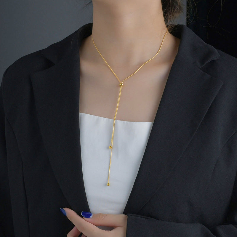Zipper Necklace Female Three-dimensional Round Snake Steel Ball Clavicle Chain
