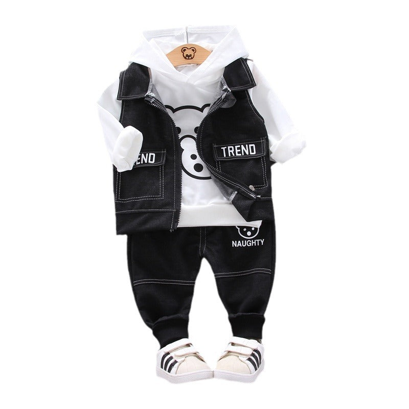 Boys' Sports Suit Casual Sweatshirt Three-Piece Set