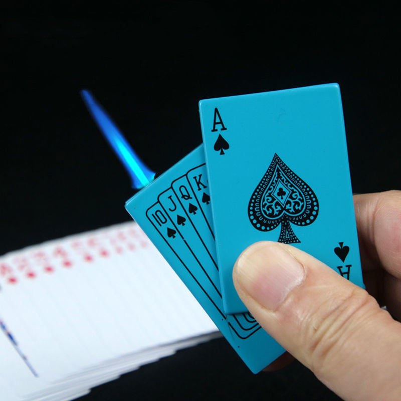 Isqueiro Insuflável Eletrónico À Prova de Vento com Design Criativo de Cartas de Jogar