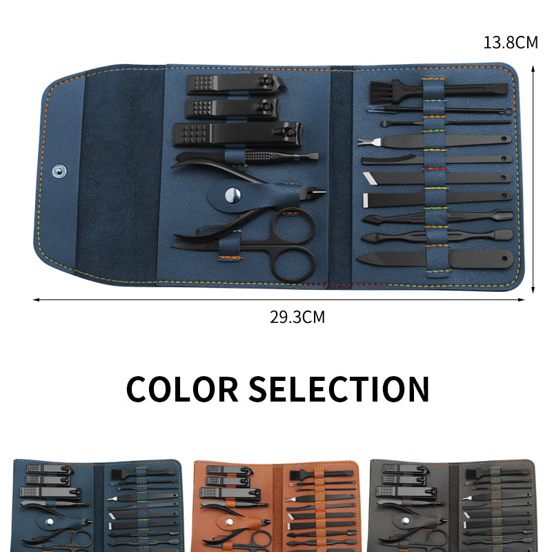 16-teiliges Set Nagelknipser Schneider Trimmer Ohrlöffel Pflegeset Maniküre-Set Pediküre Zehennagel-Kunst-Werkzeug-Set mit Tasche