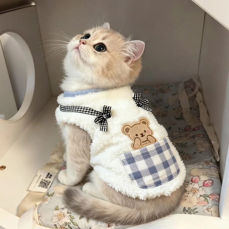 Roupa para Gato Estilo Outono e Inverno Anti-queda de Pelo Vestuário em Velo Quente