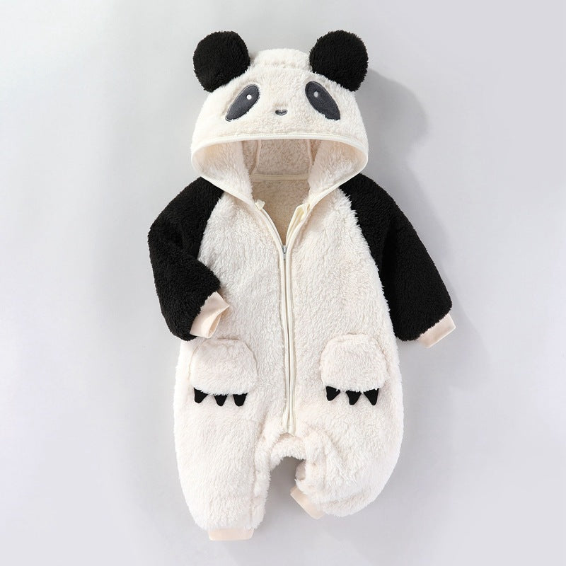 Herbst- und Winterkleidung für Babys: Dicker, warmer Langarm-Strampler mit Fleece-Futter
