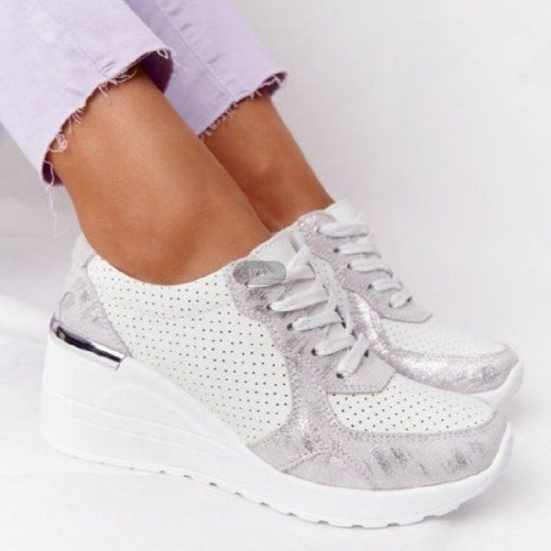 Plus Size Casual Platform Dad Shoes Lace-up Wedge Sports Women