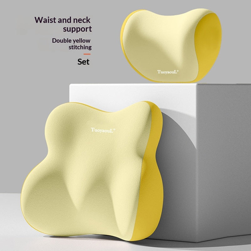 Car Headrest And Lumbar Support Set In Assorted Colors