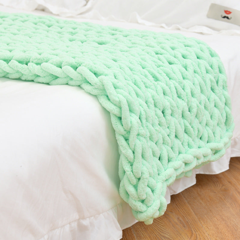 Ins handmade coarse wool woven chenille blanket