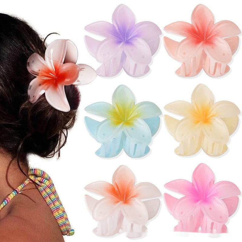 Gancho de Cabelo com Pinça de Ovo e Flor de Bauhinia