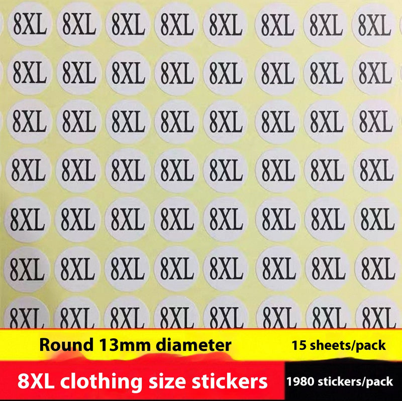 Clothes Size Sticker Digital Adhesive Sticker