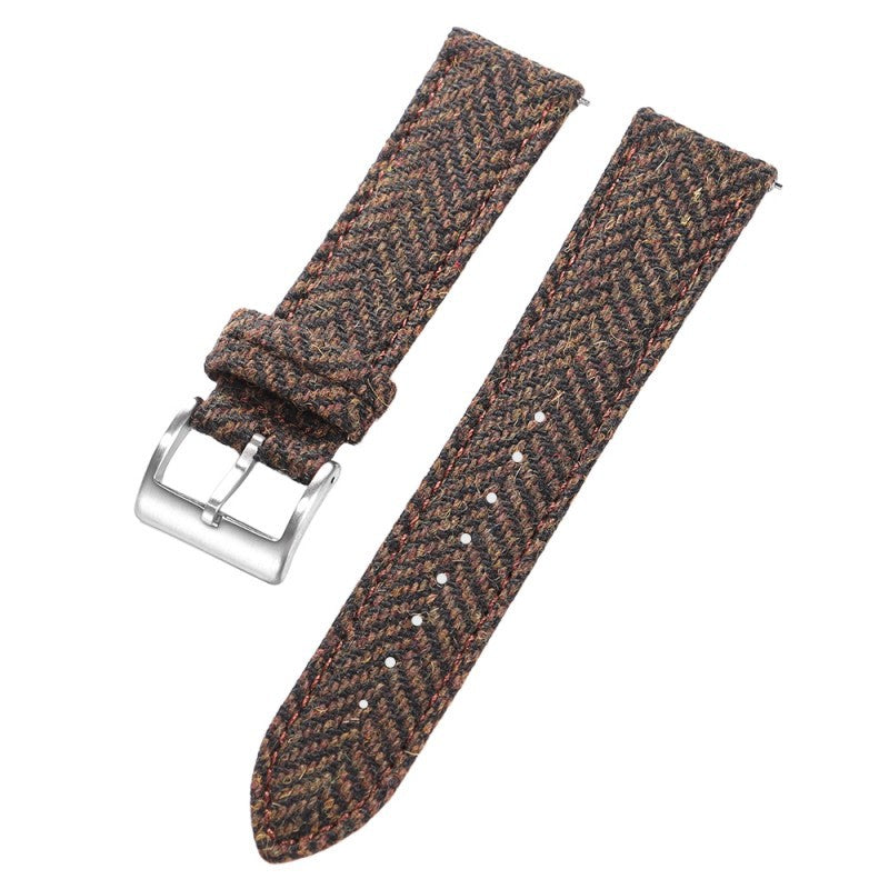 High-quality Tweed-finished Leather Watch Strap With Quick-release Mechanism, Vintage-style Wristband