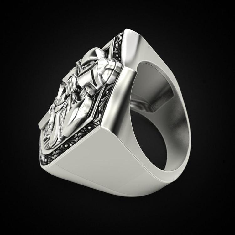 European And American Shield-shaped Sword Knight Ring For Men