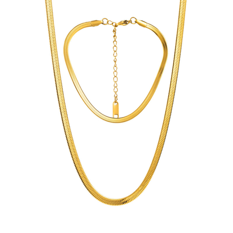 Damenmode Edelstahl Halskette Armband