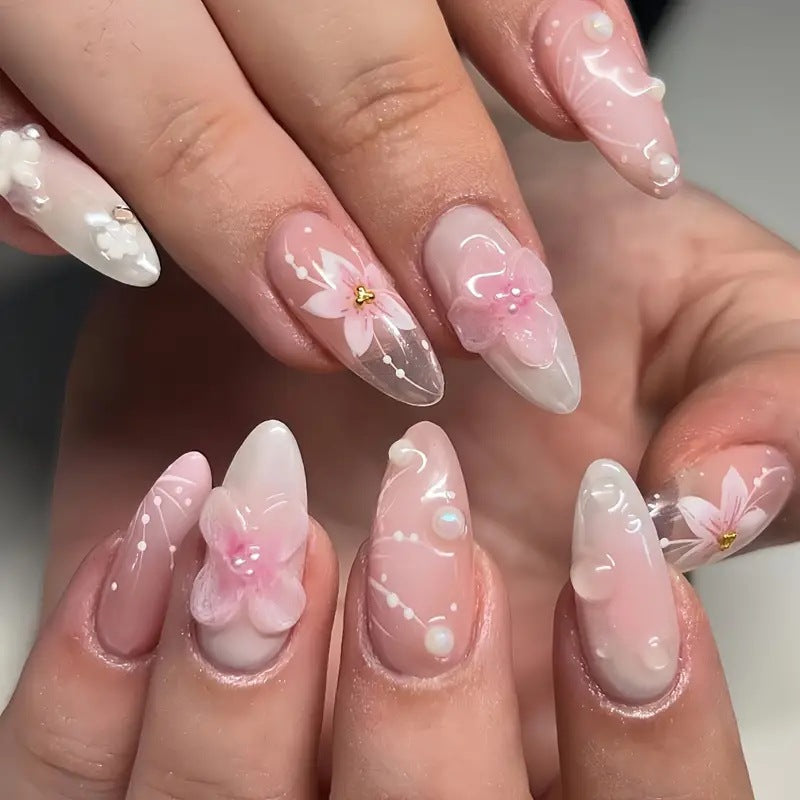Unhas Postiças Removíveis com Flores Doces Pure Desire