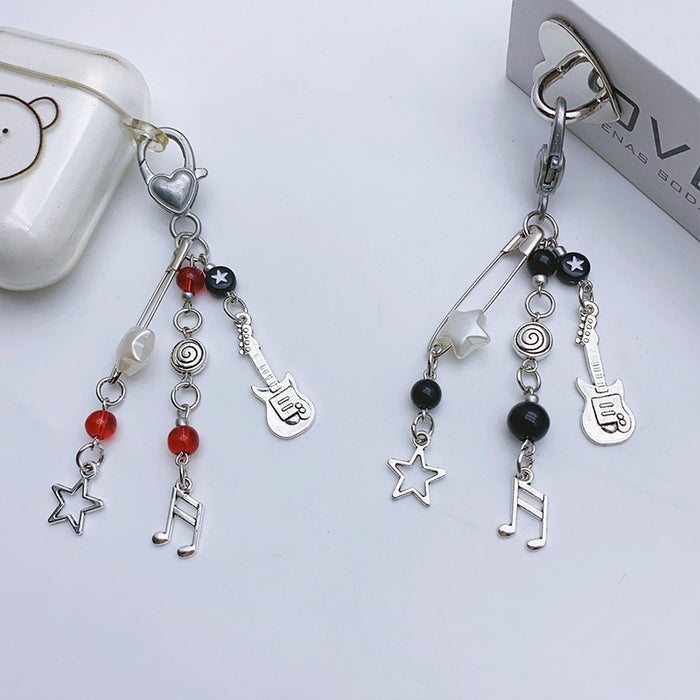 Ins Street Tide Cool Rock Style Guitar Beaded Mobile Phone Charm