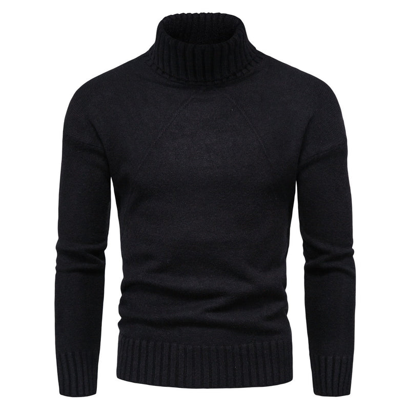 Camisola de Malha de Gola Alta de Cor Sólida para Homem