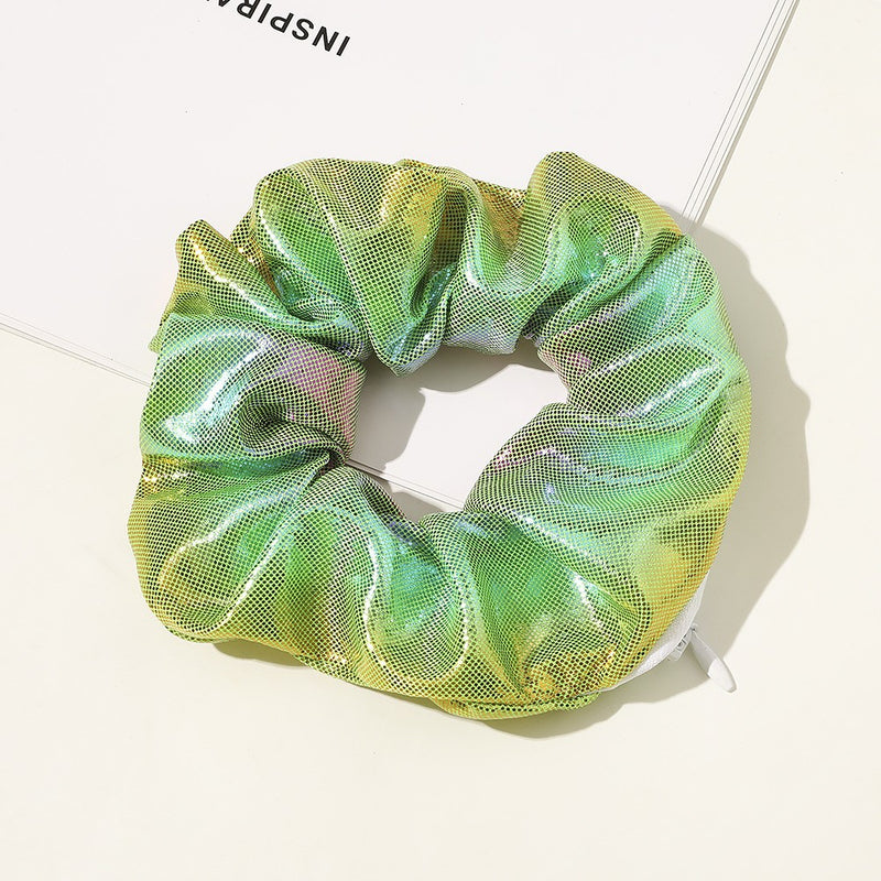 European And American Printed Satin Zipper Large Intestine Hair Ring