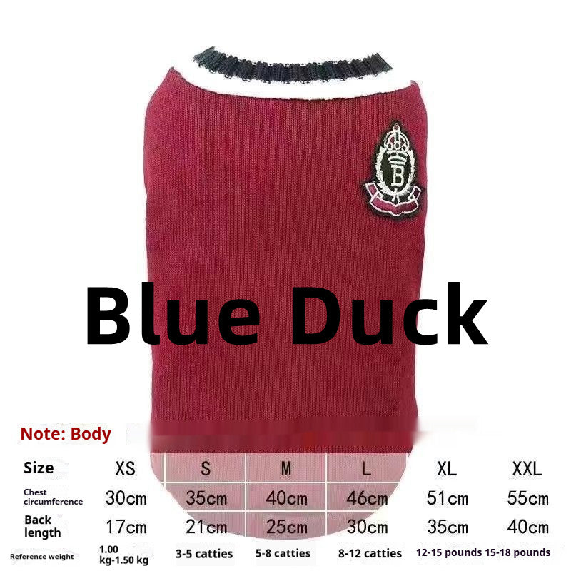 Cat Clothes Warm British Shorthair Blue Cat Silver Gradual Layer College Style Winter Clothes Puppy Supplies