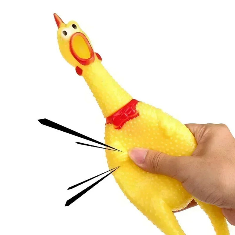 Novo Brinquedo de Borracha para Cão, Galinha Gritadora, Durável e Divertido, Amarelo