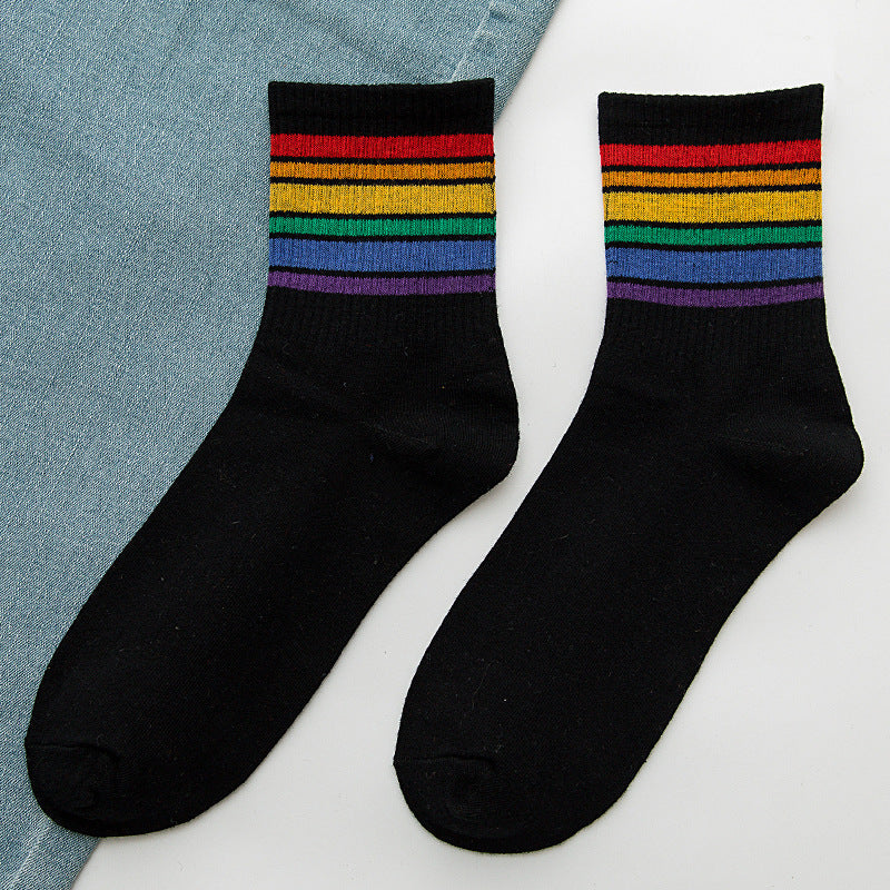 Rainbow Socks Meias femininas de algodão em meias tubulares