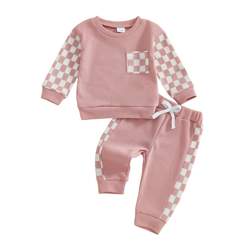 Conjunto de duas peças em patchwork com textura waffle
